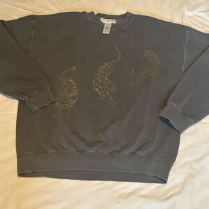 Project Social T/Urban Outfitters Gray Tiger Pattern Crewneck Sweater SM